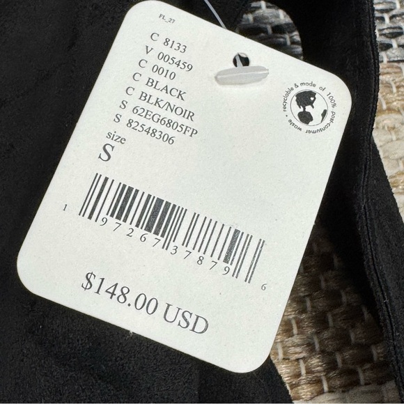 Free People x Blank NYC Vegan Suede Trench Coat Button Front Black Size Small - Picture 12 of 16